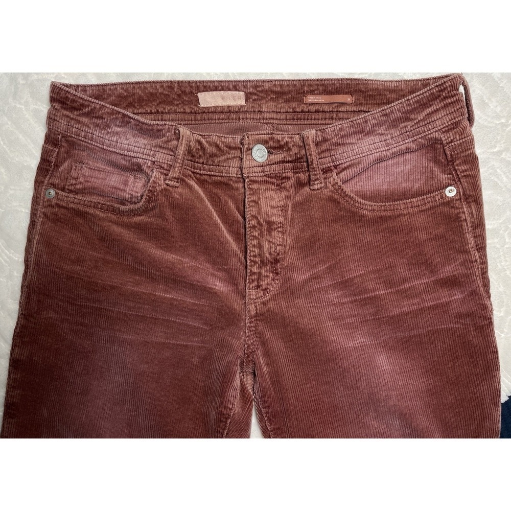 Pilcro Anthropologie Corduroy Pants Slim Boyfriend Crop Rust Brown 26 Boho - Picture 5 of 9
